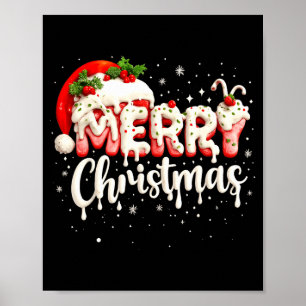 Poster Feliz Natal Chapéu do Papai Noel Família Pijama Co