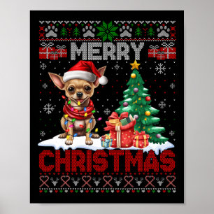 Poster Feliz Natal Chihuahua Dog Família Feia Xm
