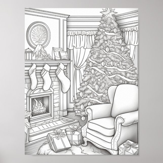 Poster Feliz Natal - Coloração de Adultos (Frente)