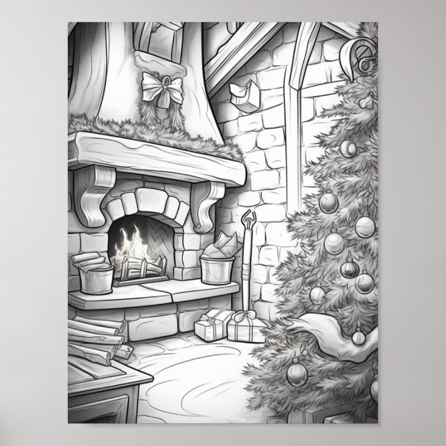 Poster Feliz Natal - Coloração de Adultos (Frente)