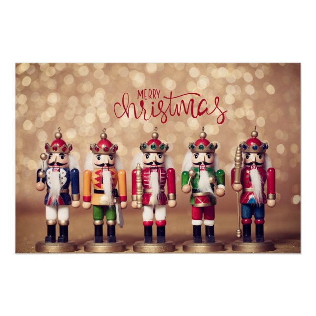Pôster Feliz Natal Coloridos Nutcrackers (Frente)