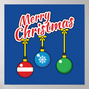Poster Feliz Natal com as bolas de caça
