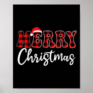Poster Feliz Natal Com Família De Xadrezes Negra E Vermel