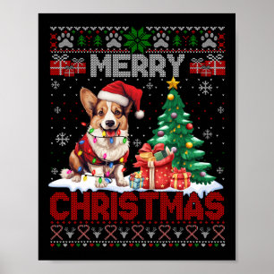 Poster Feliz Natal Corgi Dog Lovers Família Feia Xmas