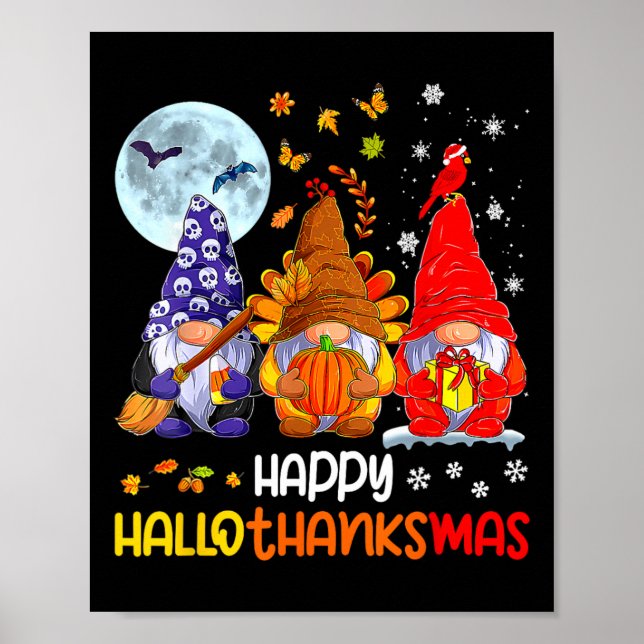 Poster Feliz Natal de Ação de Graças de Halloween HalloOb (Frente)