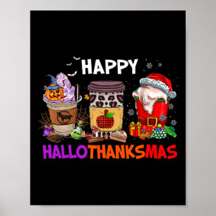 Poster Feliz Natal de Ação de Graças Hallothanksmas Café