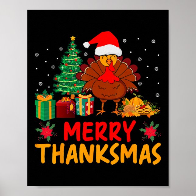 Poster Feliz Natal de Ação de Graças Peru Sant (Frente)