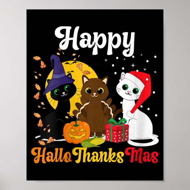 Poster Feliz Natal de Dia das Bruxas de Hallothanksmas (Frente)