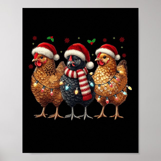 Poster Feliz Natal De Frango Luz De Animal Farmer Xmas (Frente)