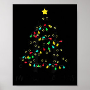 Poster Feliz Natal de Gato Árvore de Natal Infantil Menin