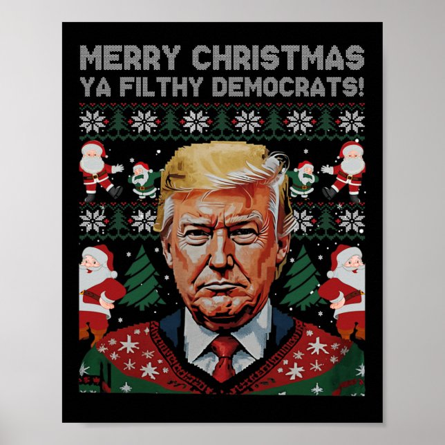 Poster Feliz Natal Democratas Sujos Ya Engraçados Xmas (Frente)