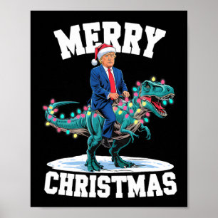 Poster Feliz Natal Dino Donald Trump Dinossaur T-rex X