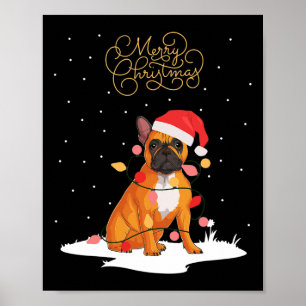 Poster Feliz Natal Diversão Xmas Natal Buldogue Francês