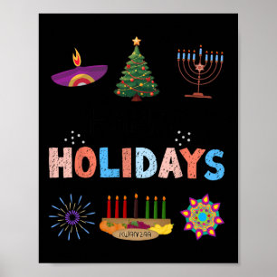 Poster Feliz Natal Diwali Kwanzaa Hanukkah