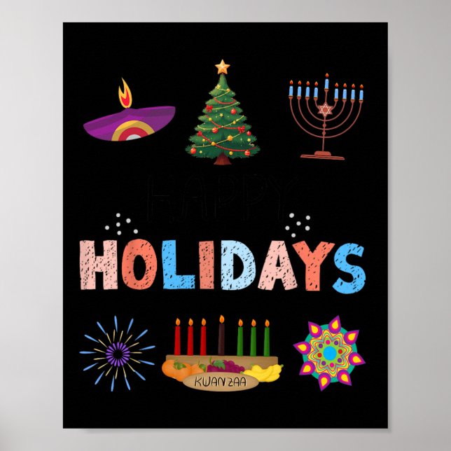 Poster Feliz Natal Diwali Kwanzaa Hanukkah (Frente)