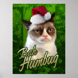 Pôster Feliz Natal do gato/farsa mal-humorados de Bah