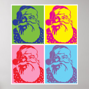 Pôster Feliz Natal do pop art do papai noel