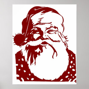 Pôster Feliz Natal do pop art do papai noel vermelho