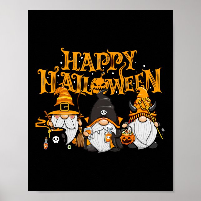 Poster Feliz Natal dos Gnomos do outono de Abóbora (Frente)