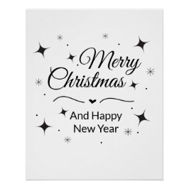 Pôster Feliz Natal e Ano Novo elegante