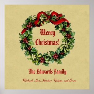 Poster Feliz Natal Ecru 02 da grinalda do natal vintage