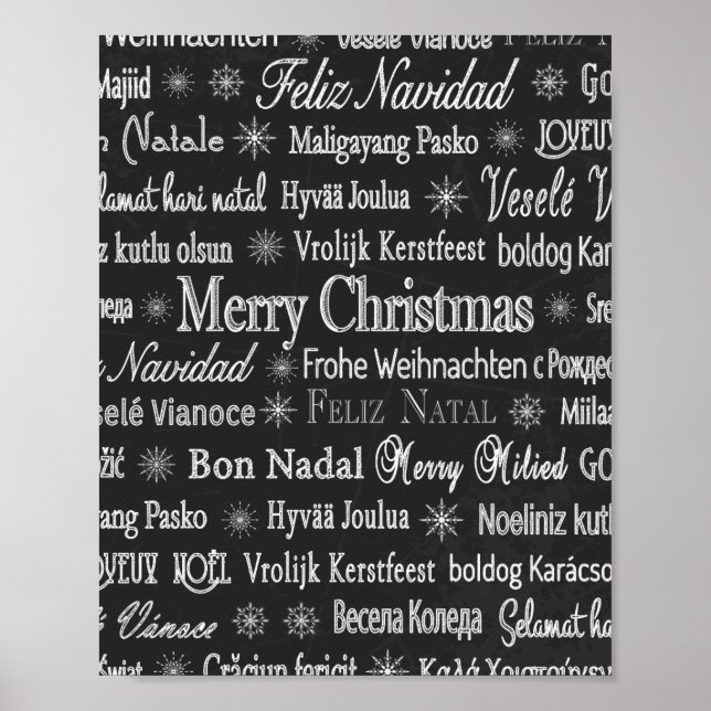 Poster Feliz Natal em Várias Línguas (Frente)