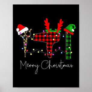 Poster Feliz Natal Estilista de Cabelo Ferramenta Diverti