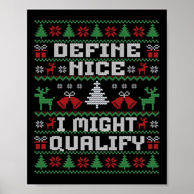 Poster Feliz Natal Feio Suéter - Define Nice (Frente)