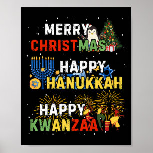Poster Feliz Natal Feliz Hanukkah Happ