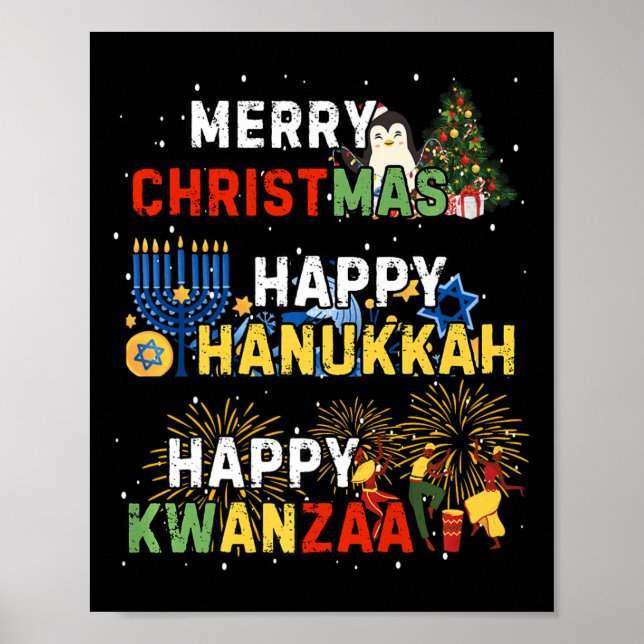 Poster Feliz Natal Feliz Hanukkah Happ (Frente)
