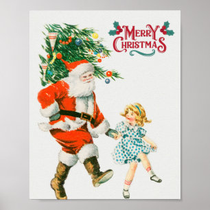 Poster Feliz Natal Feriado de papais noeis Vintage