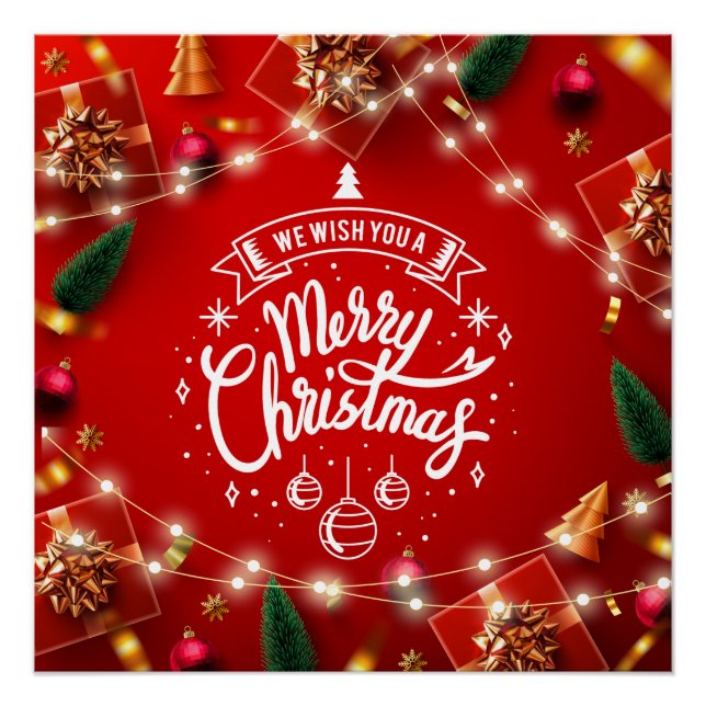 Pôster Feliz Natal Festivo Decoração de Natal (Frente)