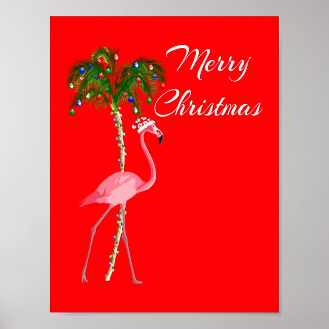 Poster Feliz Natal Flamingo (Frente)