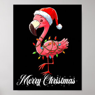 Poster Feliz Natal Flamingo Papais noeis Fa La La Mingo C
