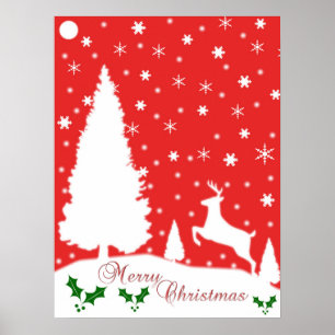 Poster Feliz Natal Flocos de Neve de inverno