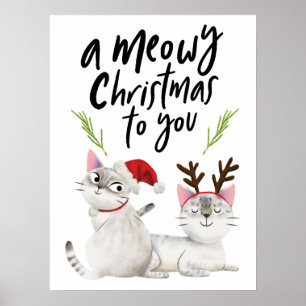 Poster Feliz Natal, Gato Engraçado.