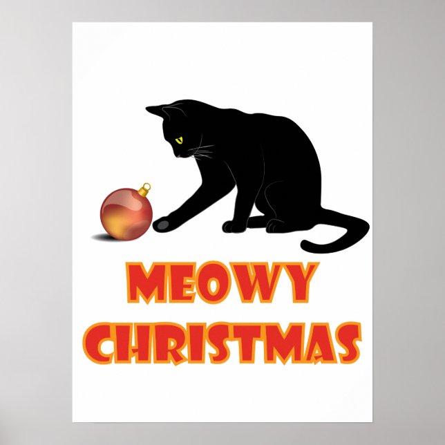 Poster Feliz Natal Gato Engraçado (Frente)