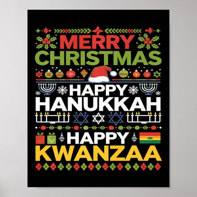 Poster Feliz Natal Hanukkah Feliz Kwanzaa 12 (Frente)
