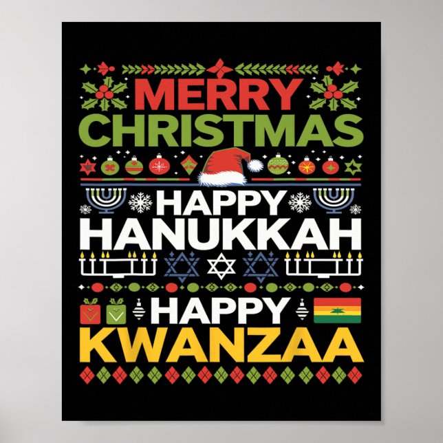 Poster Feliz Natal Hanukkah Feliz Kwanzaa 17 (Frente)