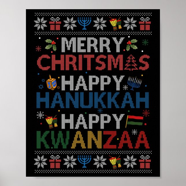 Poster Feliz Natal Hanukkah Feliz Kwanzaa 6 (Frente)