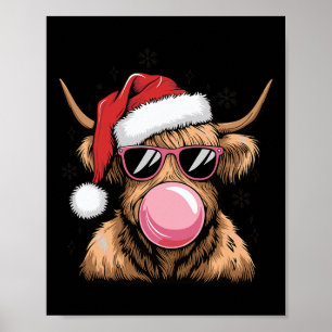 Poster Feliz Natal Highland Cow Design Xmas Cow Lover