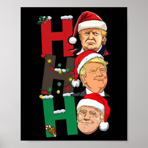 Poster Feliz Natal Ho Ho Ho Trump Papais noeis Light Chri