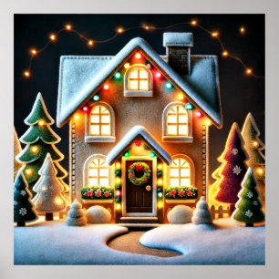 Poster Feliz Natal - Imagem da Casa no Natal