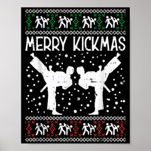 Poster Feliz Natal Kickmas Caratê de Natal Feio Jiu Jitsu