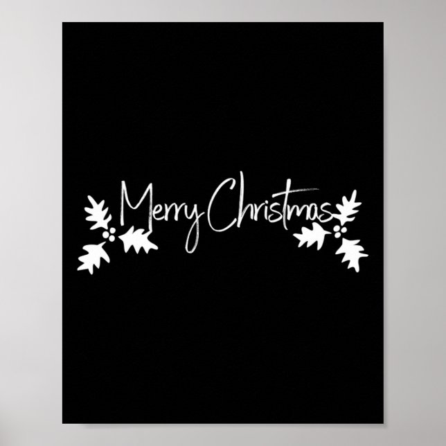 Poster Feliz Natal Letra Cursiva Com Azevinho  (Frente)