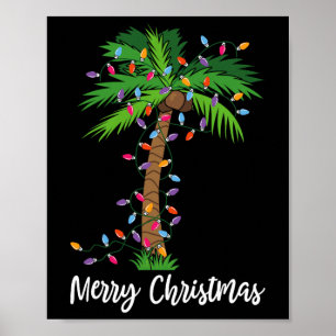 Poster Feliz Natal Lights Palm Tree Beach Xmas Pajama