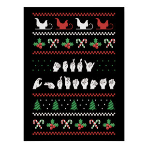 Pôster Feliz Natal - Língua de Sinais Americana I