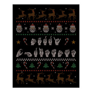 Pôster Feliz Natal - Língua de Sinais Americana II