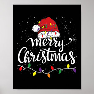 Poster Feliz Natal Luz Vermelha Santa Hat Família Xmas M