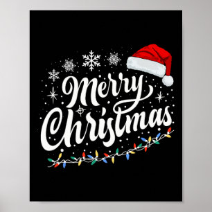 Poster Feliz Natal Luz Vermelha Santa Hat Família Xmas M